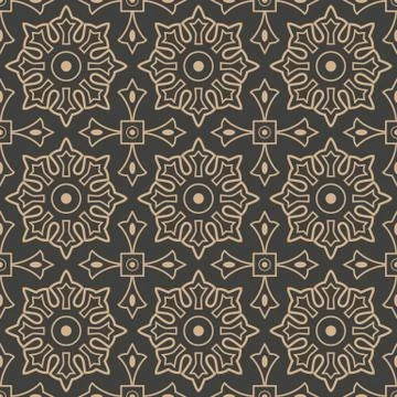 Vector damask seamless retro pattern background star geometry cross flower fr Illustrazione stock