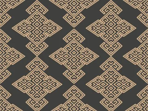 Vector damask seamless retro pattern background oriental geometry check spira Illustrazione stock