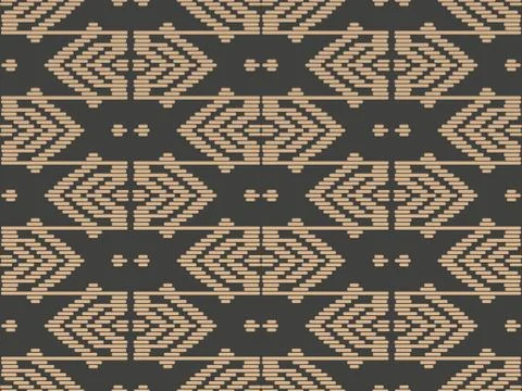 Vector damask seamless retro pattern background polygon geometry stitch cross Stock Illustration