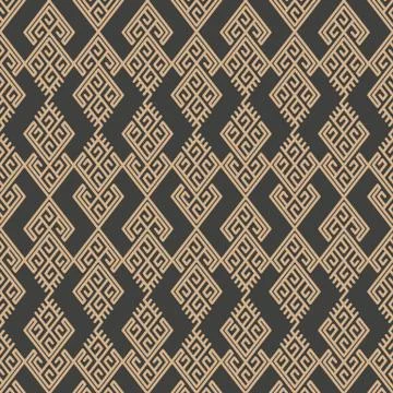 Vector damask seamless retro pattern background oriental geometry check spira Stock Illustration