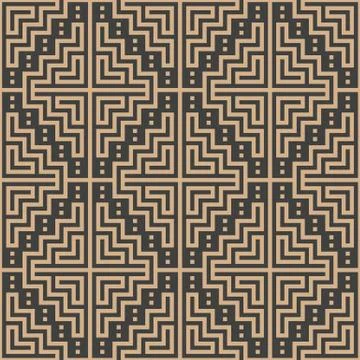 Vector damask seamless retro pattern background ladder geometry check cross f Illustrazione stock
