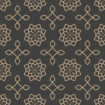 Vector damask seamless retro pattern background curve cross flower frame line Illustrazione stock