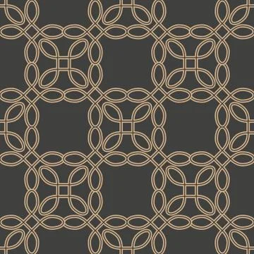 Vector damask seamless retro pattern background curve cross frame chain line Illustrazione stock