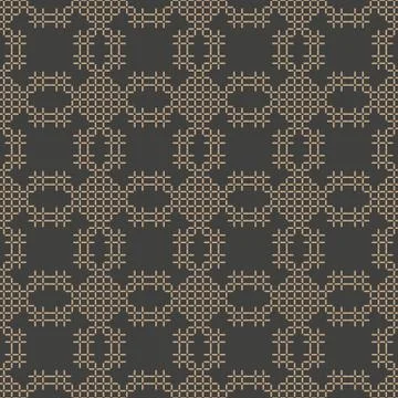 Vector damask seamless retro pattern background geometry stitch cross frame l Stock Illustration