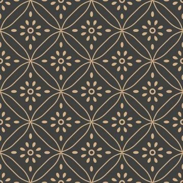 Vector damask seamless retro pattern background round curve cross flower fram イラスト素材