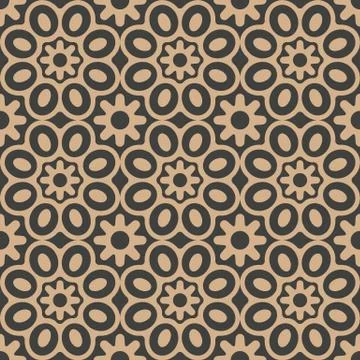 Vector damask seamless retro pattern background round curve cross frame flowe Stock Illustration