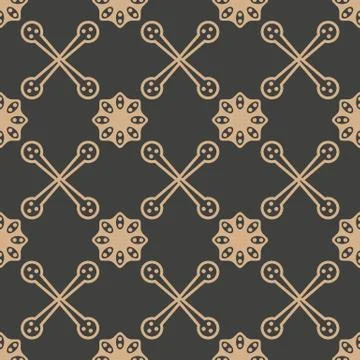 Vector damask seamless retro pattern background curve round cross frame chain Stock Illustration