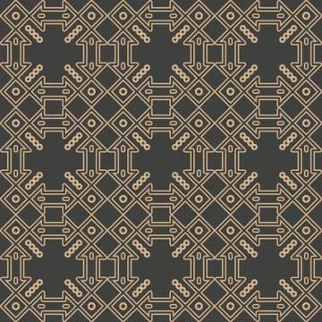Vector damask seamless retro pattern background square check geometry arrow c Stock Illustration