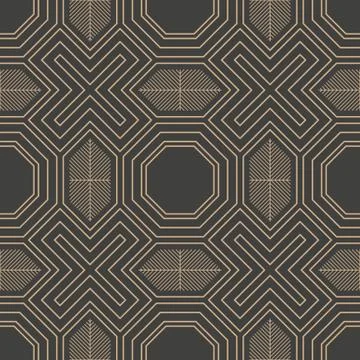 Vector damask seamless retro pattern background polygon cross geometry frame  库存插图