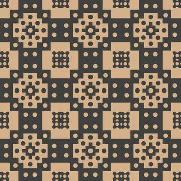 Vector damask seamless retro pattern background round dot square polygon cros Stock Illustration