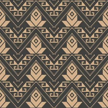 Vector damask seamless retro pattern background geometry polygon aboriginal c Illustrazione stock