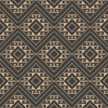 Vector damask seamless retro pattern background geometry polygon aboriginal c Stock Illustration