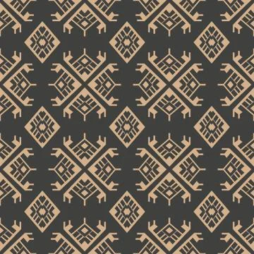 Vector damask seamless retro pattern background aboriginal geometry check cro Illustrazione stock