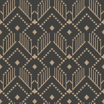 Vector damask seamless retro pattern background aboriginal geometry check sti Stock Illustration
