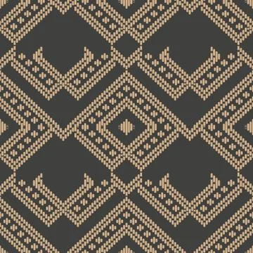 Vector damask seamless retro pattern background aboriginal geometry check sti Stock Illustration