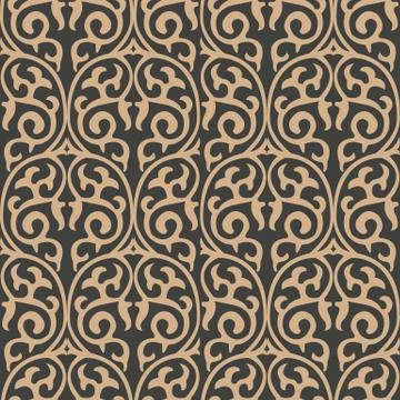 Vector damask seamless retro pattern background curve spiral cross plant fram Stock Illustration