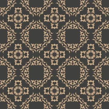 Vector damask seamless retro pattern background botanic garden spiral curve c Stock Illustration