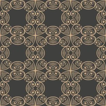 Vector damask seamless retro pattern background spiral round curve cross vort Illustrazione stock