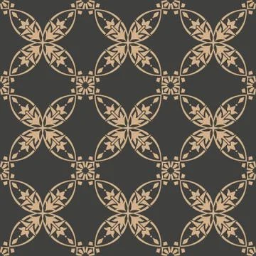 Vector damask seamless retro pattern background oval curve cross frame vine l Stock Illustration