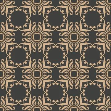 Vector damask seamless retro pattern background spiral curve cross aboriginal Stock Illustration