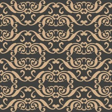Vector damask seamless retro pattern background spiral curve cross aboriginal Stock Illustration