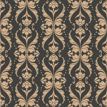 Vector damask seamless retro pattern background spiral curve wave cross leaf  イラスト素材