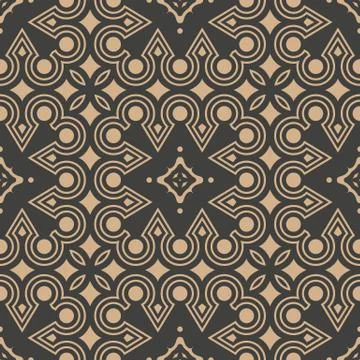 Vector damask seamless retro pattern background round triangle aboriginal geo Illustrazione stock