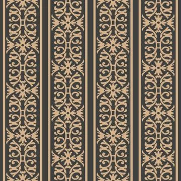 Vector damask seamless retro pattern background spiral curve cross frame chai Stock Illustration