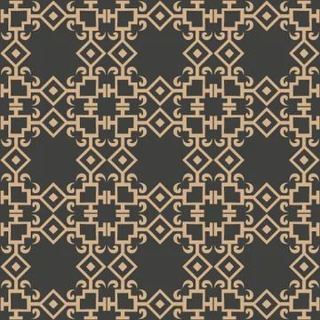 Vector damask seamless retro pattern background check square geometry cross f Stock Illustration