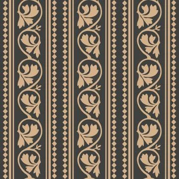 Vector damask seamless retro pattern background round spiral curve cross leaf Stock Illustration