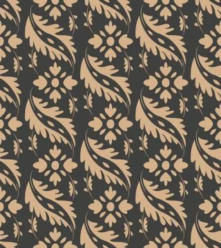 Vector damask seamless retro pattern background oriental botanic garden spira Stock Illustration