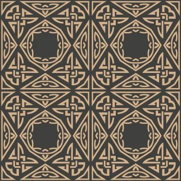 Vector damask seamless retro pattern background aboriginal triangel geometry  Stock Illustration