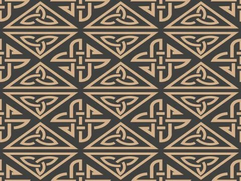 Vector damask seamless retro pattern background aboriginal triangel geometry  库存插图