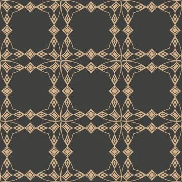 Vector damask seamless retro pattern background curve cross geometry diamond  Stock Illustration