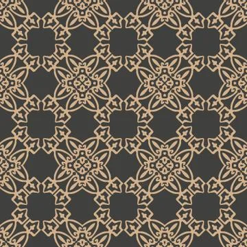 Vector damask seamless retro pattern background curve cross geometry frame ch Illustrazione stock