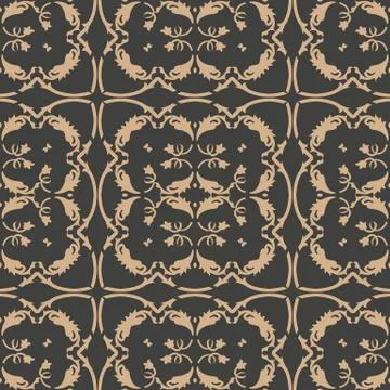 Vector damask seamless retro pattern background botanic garden spiral curve c Stock Illustration