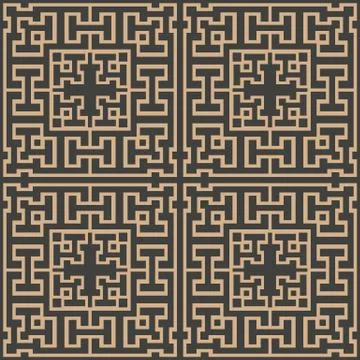 Vector damask seamless retro pattern background oriental geometry polygon cro Illustrazione stock