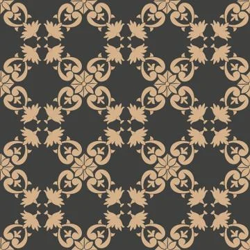 Vector damask seamless retro pattern background botanic garden spiral curve c Stock Illustration