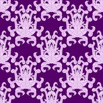 Vector damask seamless retro pattern. Curve ribbon ornament. Elegant luxury 스톡 일러스트