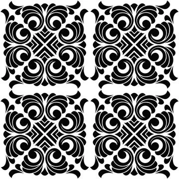 Vector damask vintage baroque scroll ornament swirl. Victorian monogram heral Stock Illustration