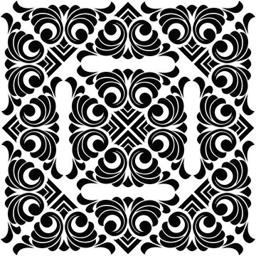 Vector damask vintage baroque scroll ornament swirl. Victorian monogram heral Stock Illustration