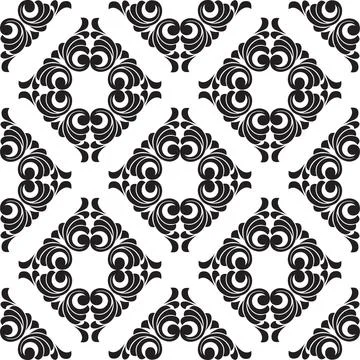 Vector damask vintage baroque scroll ornament swirl. seamless pattern Stock Illustration