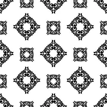 Vector damask vintage baroque scroll ornament swirl. seamless pattern Illustrazione stock