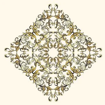 Vector damask vintage baroque scroll . Victorian monogram heraldic shield swirl. Stock Illustration