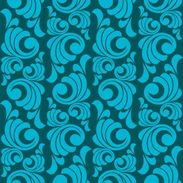 Vector damask vintage baroque scroll ornament swirl. seamless pattern Stock Illustration