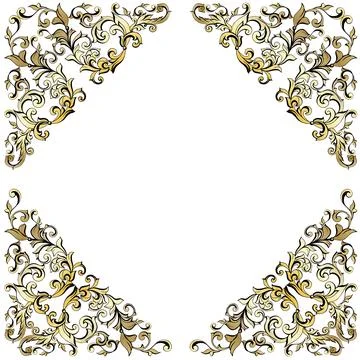 Vector damask vintage baroque scroll. Victorian monogram heraldic shield swirl. Illustrazione stock