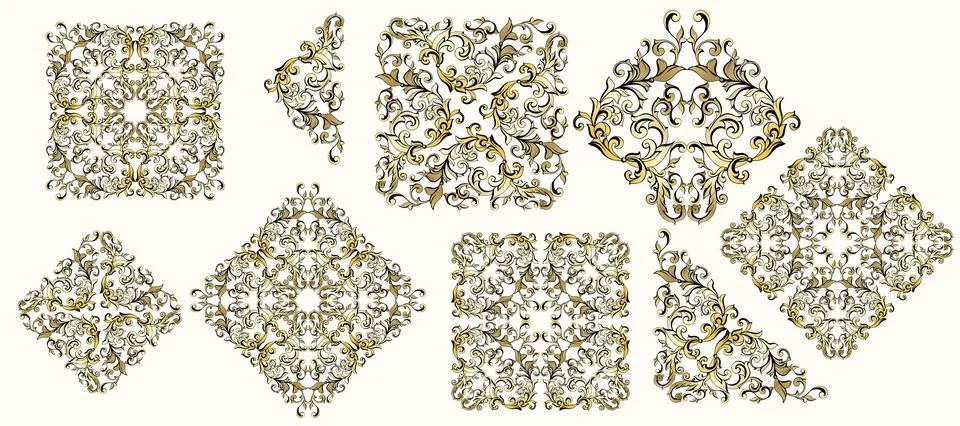 Vector damask vintage baroque scroll ornament swirl. Stock Illustration
