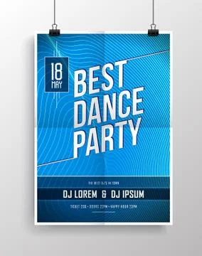 Vector dance party flyer design with eye-catching background. 库存插图