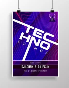 Vector dance party flyer design with eye-catching background. Stockillustratie