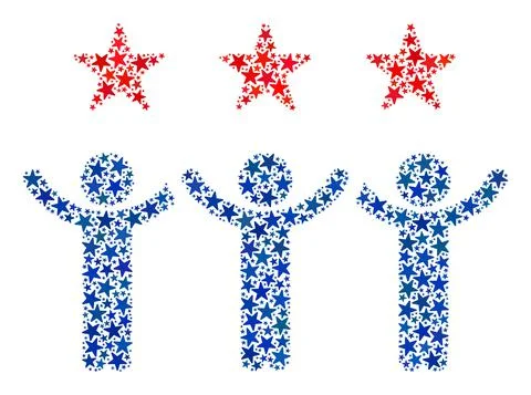Vector Dancing People Collage of Stars in American Democratic Colors Stock Illustration